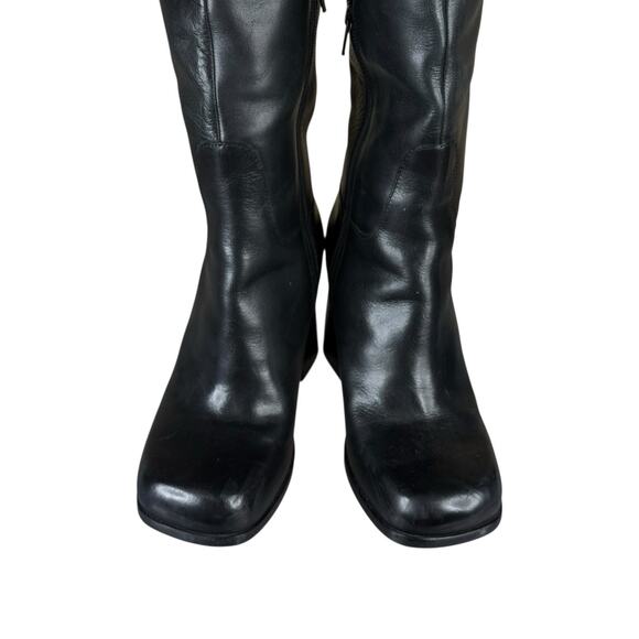 Free People Naomi Tall Black Leather Boots | Size 7.5 | Block Heel Zip Up - Picture 4 of 9